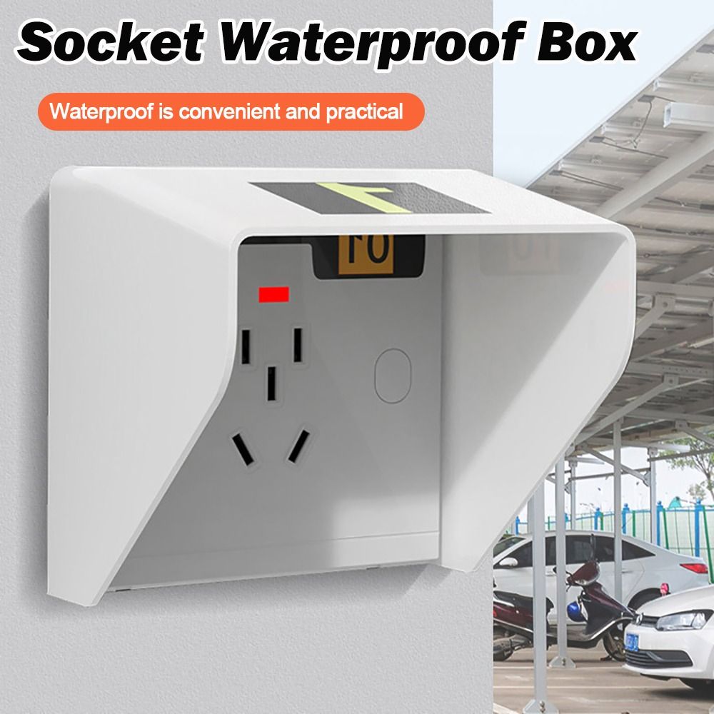 Outdoor Power Outlet Cover - กล่องกันน้ำสำหรับปลั๊กไฟพลาสติกแบบใหม่ รุ่น 86 สีขาว ป้องกันฝน สำหรับใช้งานกลางแจ้ง