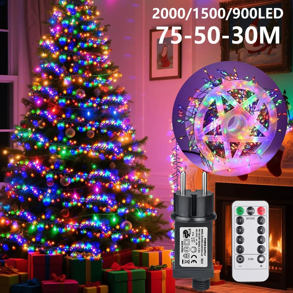 Outdoor Power For Xmas Lights - ไฟประดับคริสต์มาส LED สำหรับตกแต่งกลางแจ้ง ไฟแฟนซีสำหรับปีใหม่ ใช้พลังงาน DC