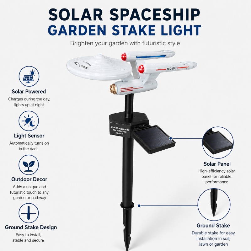 Outdoor Power Stake - ไฟประดับสวนรูปยานอวกาศ Star Trek USS Enterprise แบบเสียบลงดิน