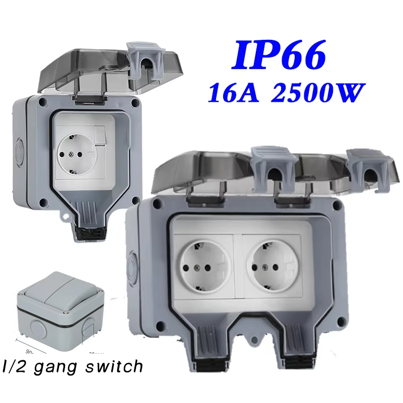 Outdoor Power Inlet Box - EU KR ผนังกลางแจ้งซ็อกเก็ตกันน้ํา 16A Outlets เกาหลีไฟฟ้า