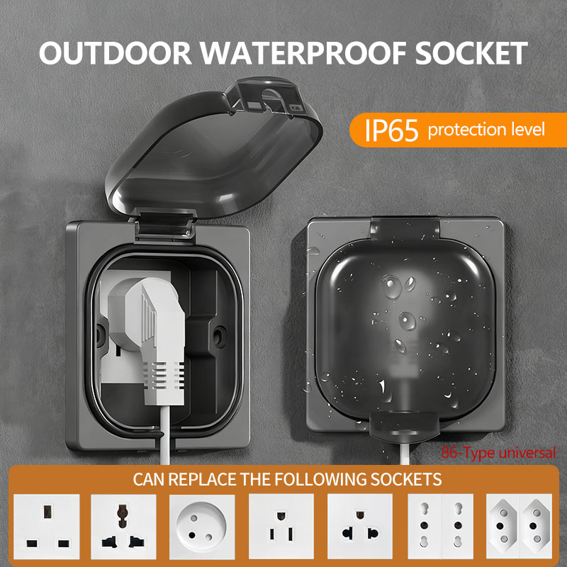 Outdoor Power Inlet Box - เต้ารับไฟฟ้ากันน้ำกลางแจ้งมาตรฐาน IP65, แผงติดผนังกำลังสูง 16A, เต้ารับไฟฟ้าแบบ US/ไทย