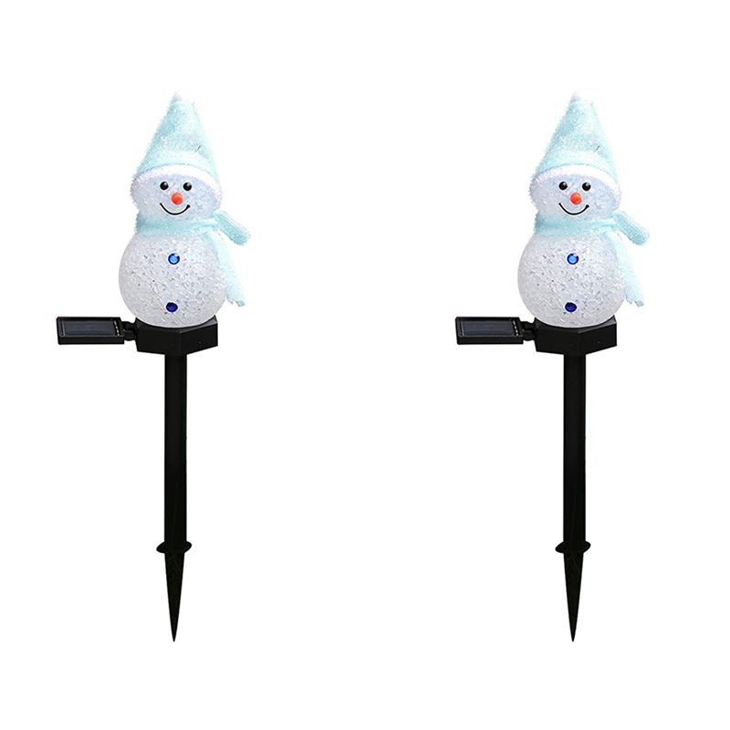 Outdoor Power For Xmas Lights - A93E-2X ไฟโซลาร์เซลล์รูปตุ๊กตาหิมะ ไฟ LED โซลาร์เซลล์สำหรับตกแต่งคริสต์มาส โคมไฟปักดินสำหรับสวนกลางแจ้ง