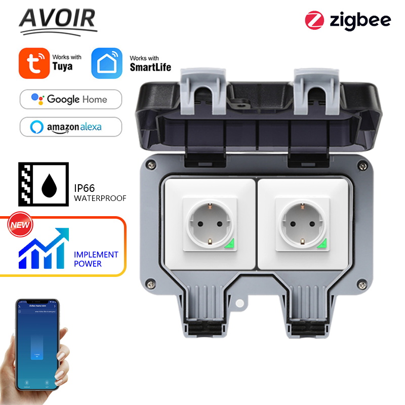 Outdoor Power Inlet Box - Avoir Tuya Zigbee ซ็อกเก็ตไฟฟ้า IP66 กันน้ํากลางแจ้ง