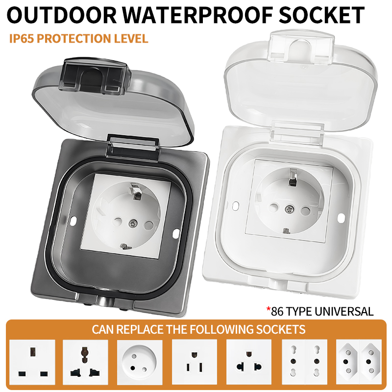 Outdoor Power Outlet - เต้ารับไฟฟ้ากันน้ำกลางแจ้งมาตรฐาน IP65, แผงติดผนังกำลังสูง 16A, เต้ารับไฟฟ้าแบบ US/ไทย