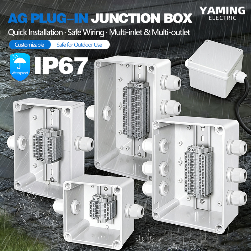 Outdoor Power Inlet Box - กล่องต่อสายไฟกันน้ำพร้อมขั้วต่อแบบเสียบปลั๊ก ช่องต่อหลายทางสำหรับสายไฟฟ้า ตู้เชื่อมต่อไฟฟ้ากลางแจ้ง