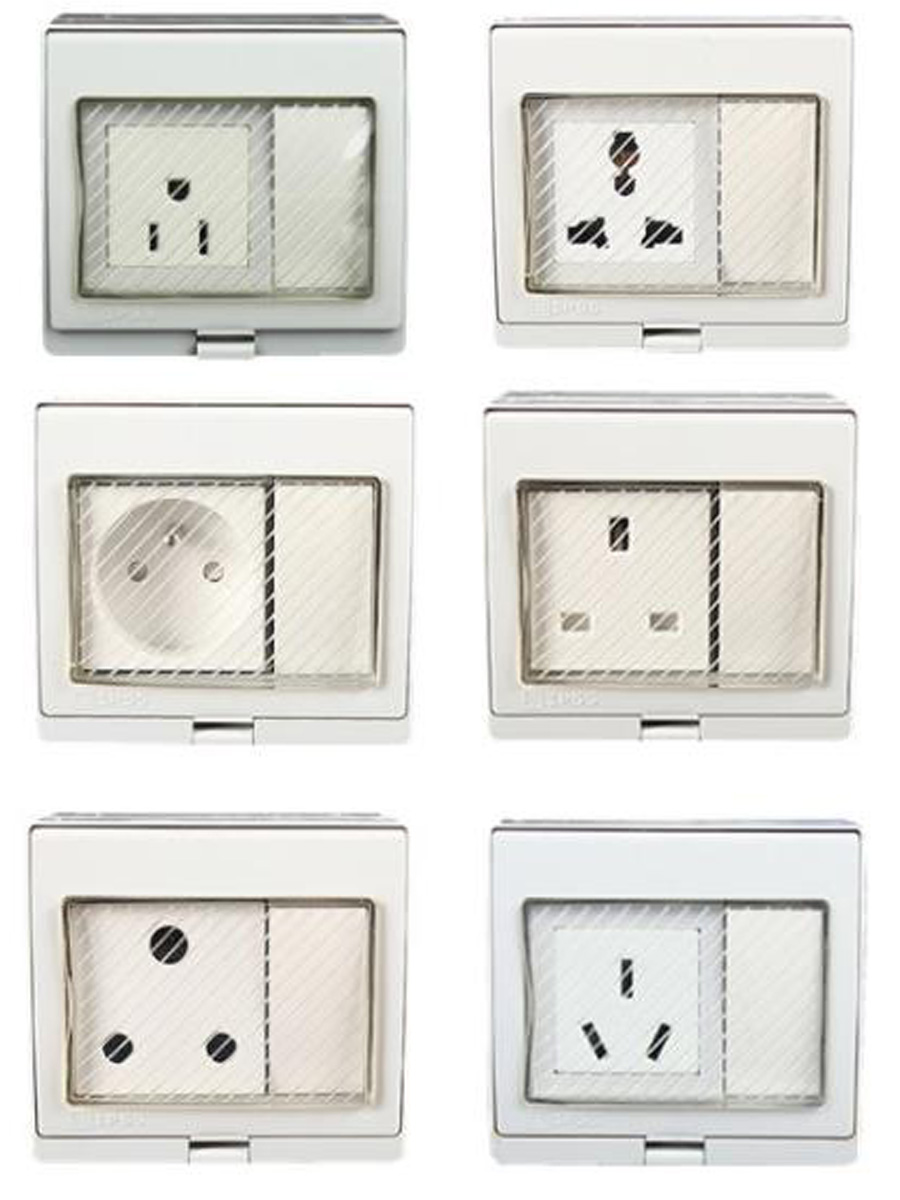 Outdoor Power Inlet Box - เต้ารับติดผนังกลางแจ้งสีขาว IP55 ป้องกันรังสียูวี สำหรับ AU UK