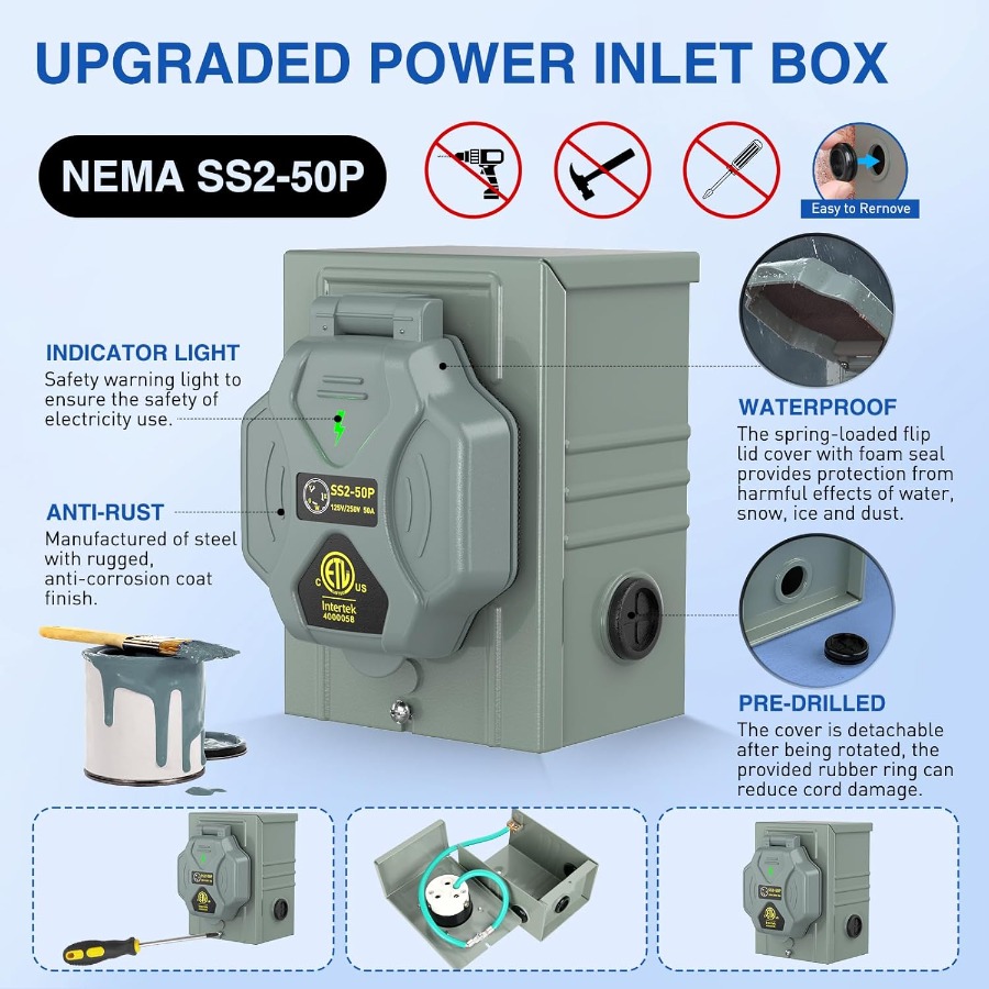 สายพ่วงเครื่องกำเนิดไฟฟ้าแบบหน - Outdoor Power Inlet Box บทวิจารณ์และราคา