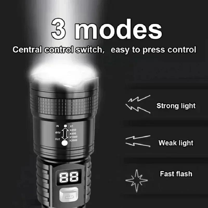 P50 ไฟฉายความสว่างสูง LED จอแส - Outdoor Power Usb บทวิจารณ์และราคา
