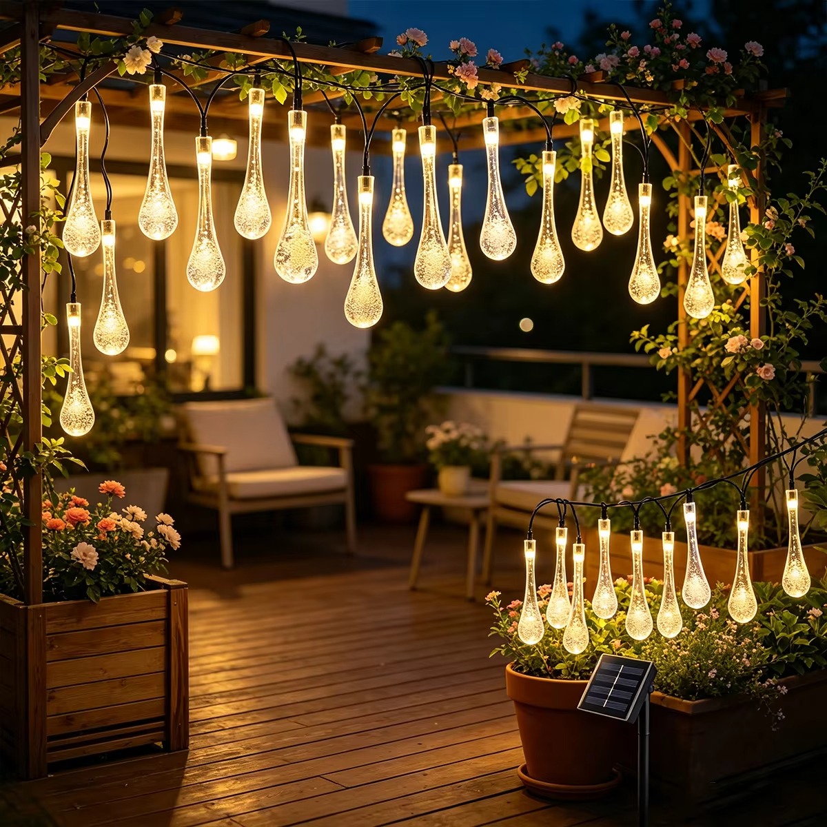 ไฟประดับ LED รูปหยดน้ำ ใช้พลัง - Outdoor Power For Xmas Lights บทวิจารณ์และราคา