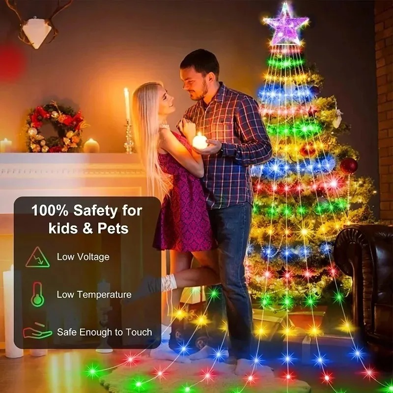 ไฟประดับรูปดาวแบบน้ำตก 200LED  - Outdoor Power For Xmas Lights บทวิจารณ์และราคา